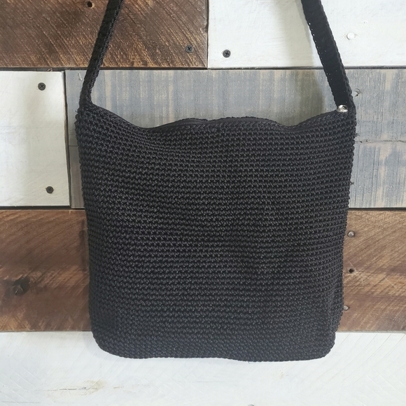 The Sak Black Crochet Boho Hobo Shoulder Hand Bag Purse - Picture 6 of 13